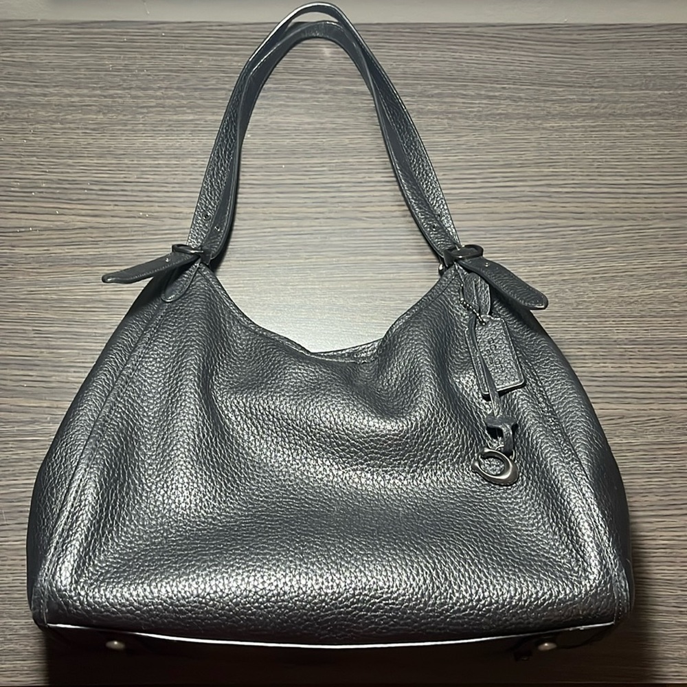 Black leather coach handbag